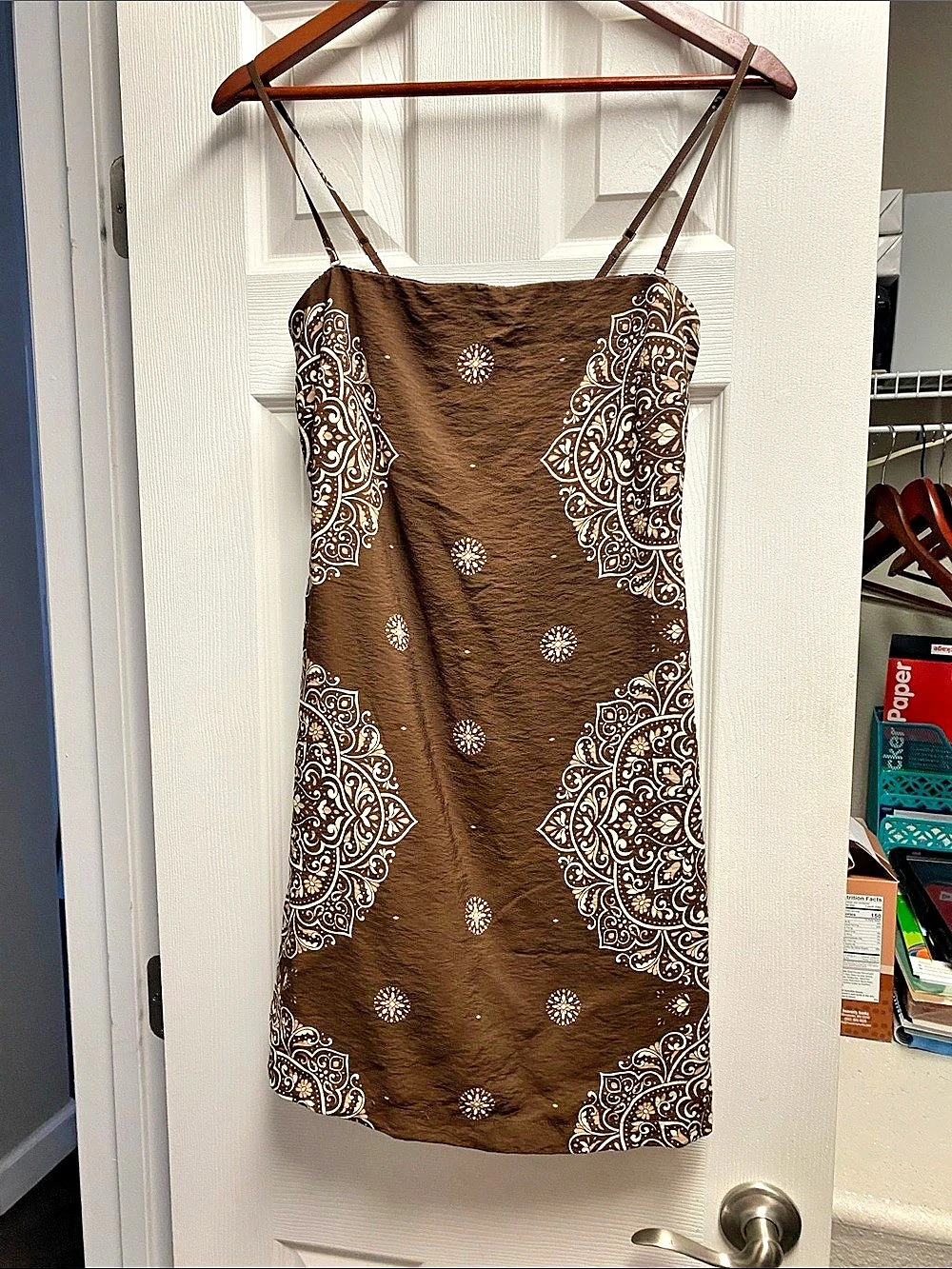 Abercrombie & Fitch Paisley Mini Dress in Brown & White Size Medium